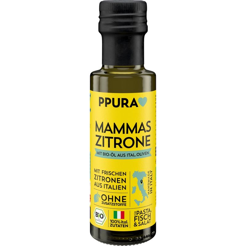 PPURA BIO Öl aus ital. Oliven Mammas Zitrone - mit frischen Zitronen - Produktbild