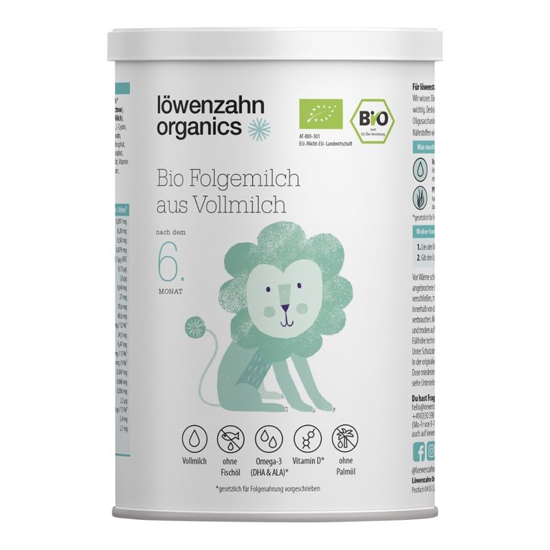 Löwenzahn Organics  Löwenzahn Organics Bio Folgemilch aus Vollmilch nach dem 6. Monat 400 g - Produktbild