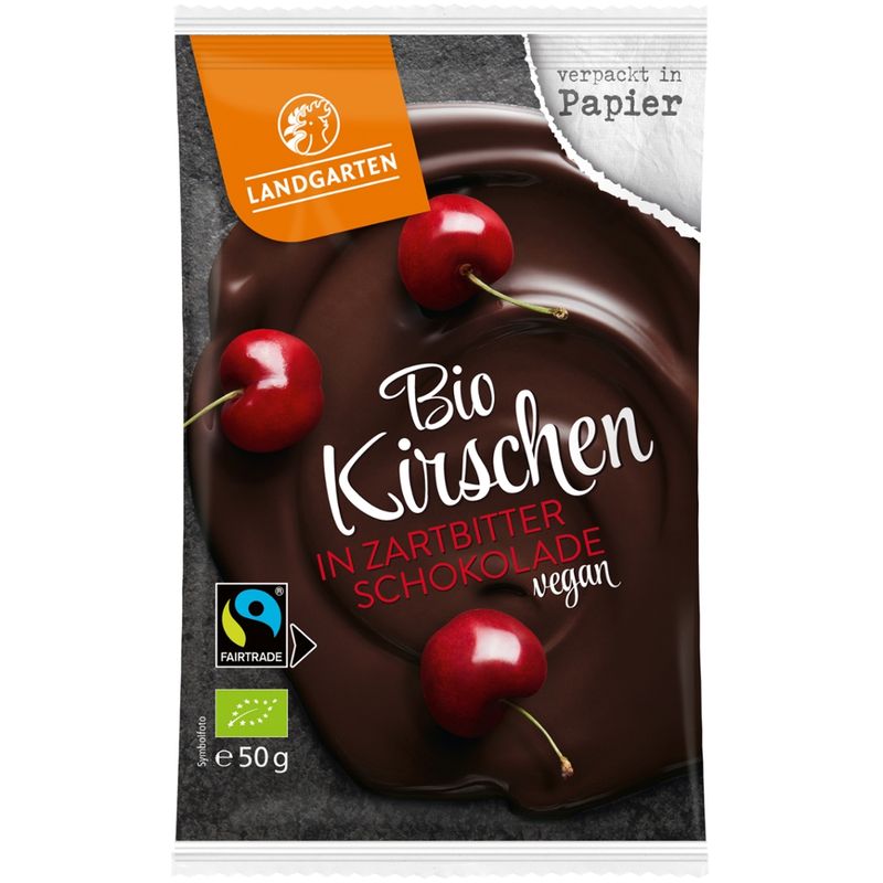Landgarten Bio FT Kirsche in Zartbitter-Schokolade 50g - Produktbild