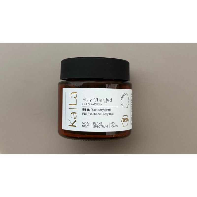 Ka Lā organics STAY CHARGED Eisen aus Bio-Curryblatt Kapseln, 100% natürlich, hergestellt in Österreich - Produktbild