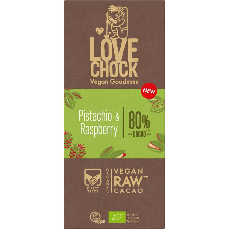 Lovechock Lovechock RAW Tafel Pistachio & Raspberry 80% - Produktbild