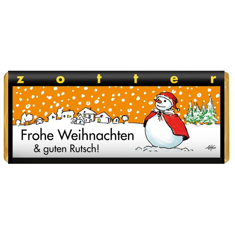 Zotter Schokolade Frohe Weihnachten & guten Rutsch! - Orange Karamell + Kokos - Produktbild