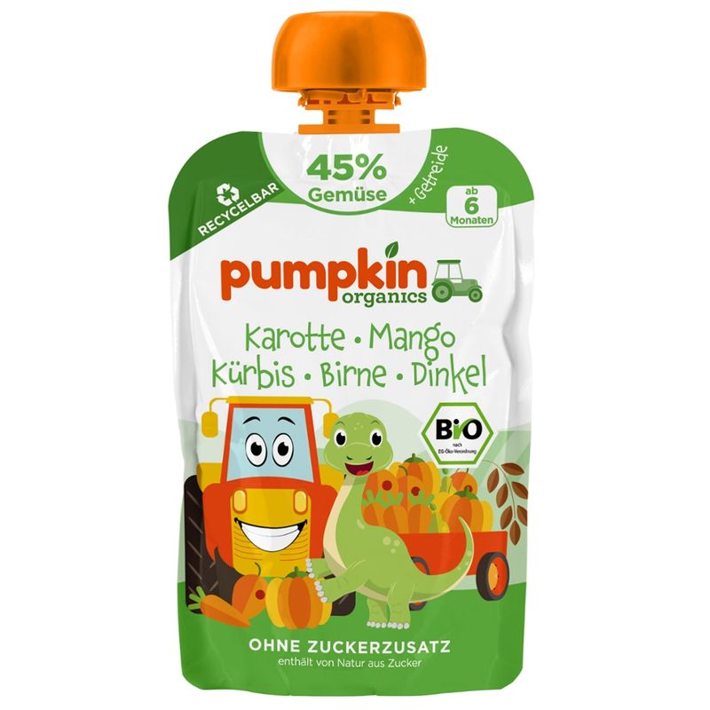 Pumpkin Organics Bio Quetschie: Karotte, Mango, Kürbis, Birne, Dinkel - Produktbild