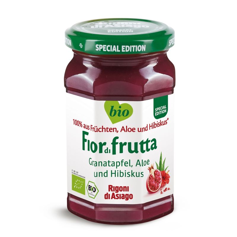 Rigoni di Asiago S.R.L.  Fiordifrutta Bio Granatapfel, Aloe, Hibiskus Fruchtaufstrich - Produktbild