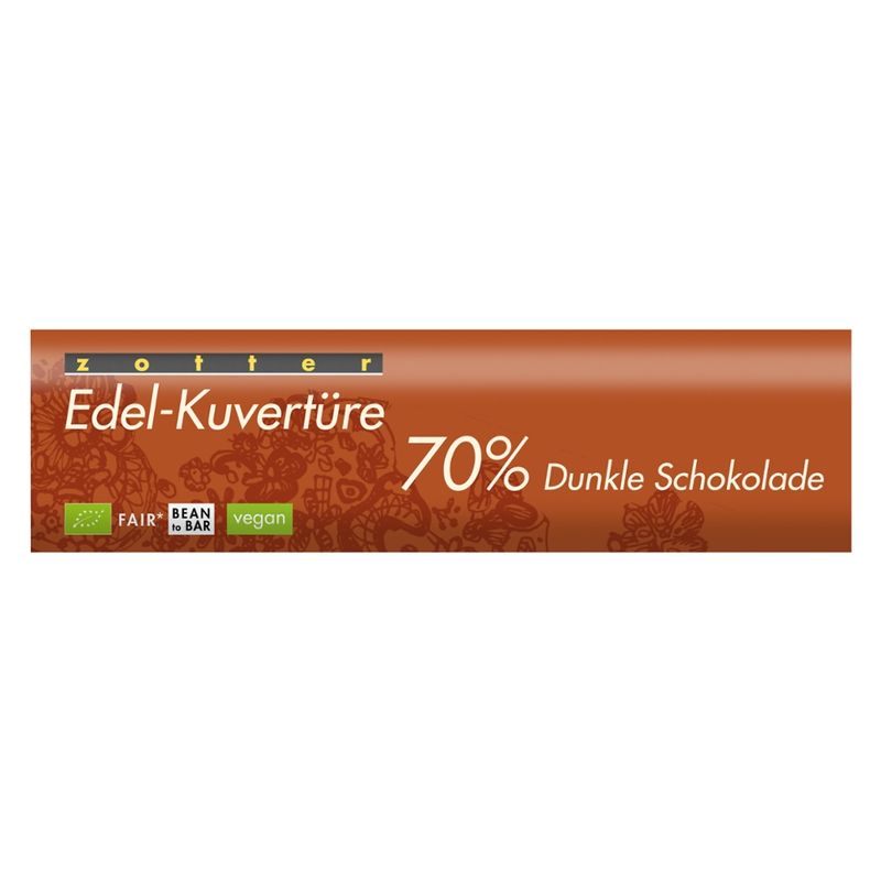 Zotter Schokolade Edel-Kuvertüre 70% Dunkle Schokolade - Produktbild