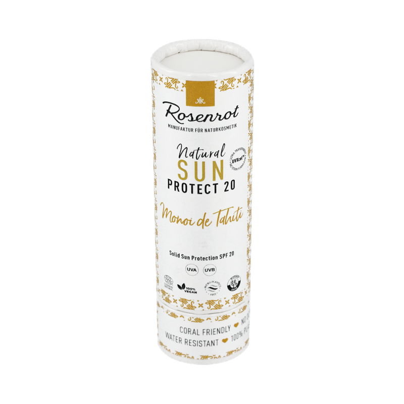 Rosenrot Naturkosmetik Rosenrot Sun Stick LSF 20 Monoi de Tahiti - 50g - Solid Sun Protection SPF-20 - Produktbild