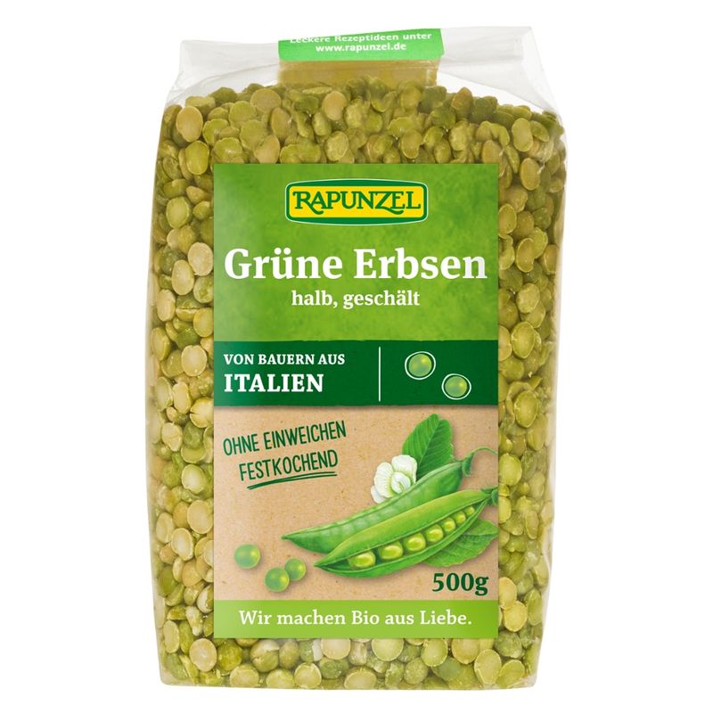 Rapunzel Erbsen grün, halb, geschält - Produktbild