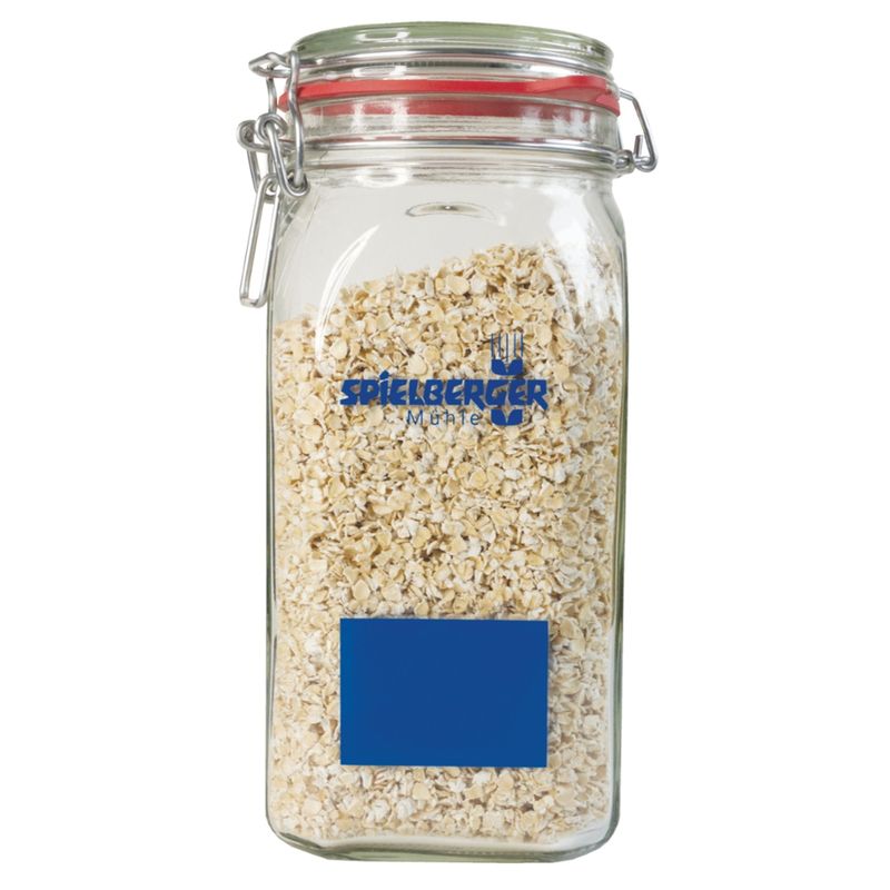 Spielberger Mühle Flockenglas Kampagne, mit Haferflocken Kleinblatt, demeter - Produktbild