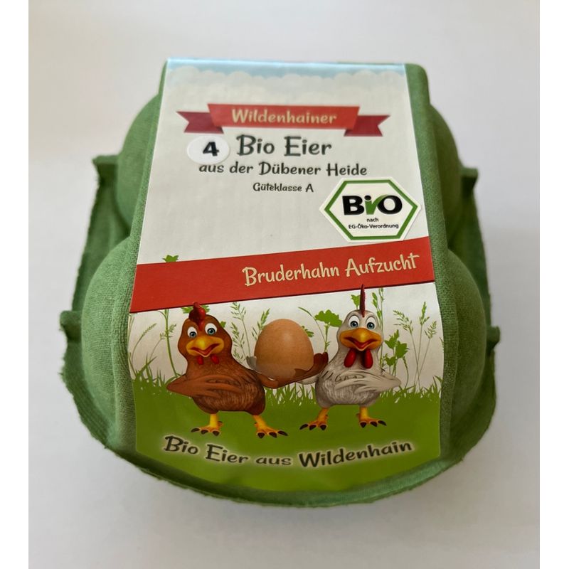 Erzeugergemeinschaft Agrarprodukte Wildenhain Bio-Eier-Bruderhahn 4er, Gr. M/L, Güteklasse A - Produktbild