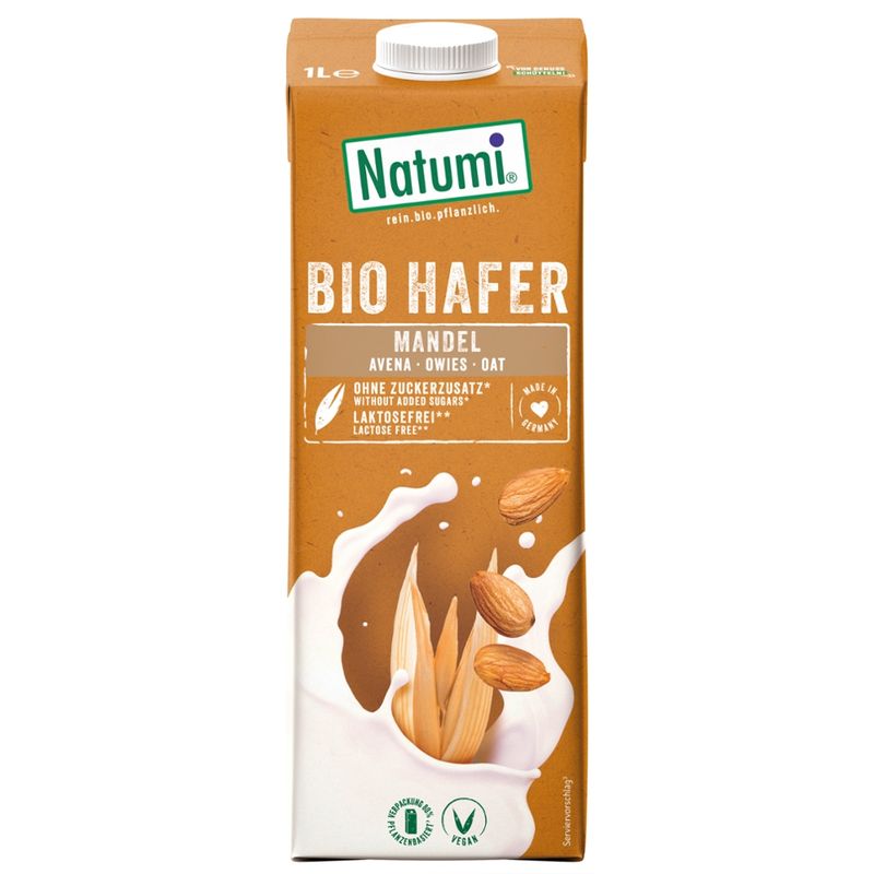 Natumi Getränk aus Hafer mit Mandeln, aus biologischer Landwirtschaft, ultrahocherhitzt - Produktbild