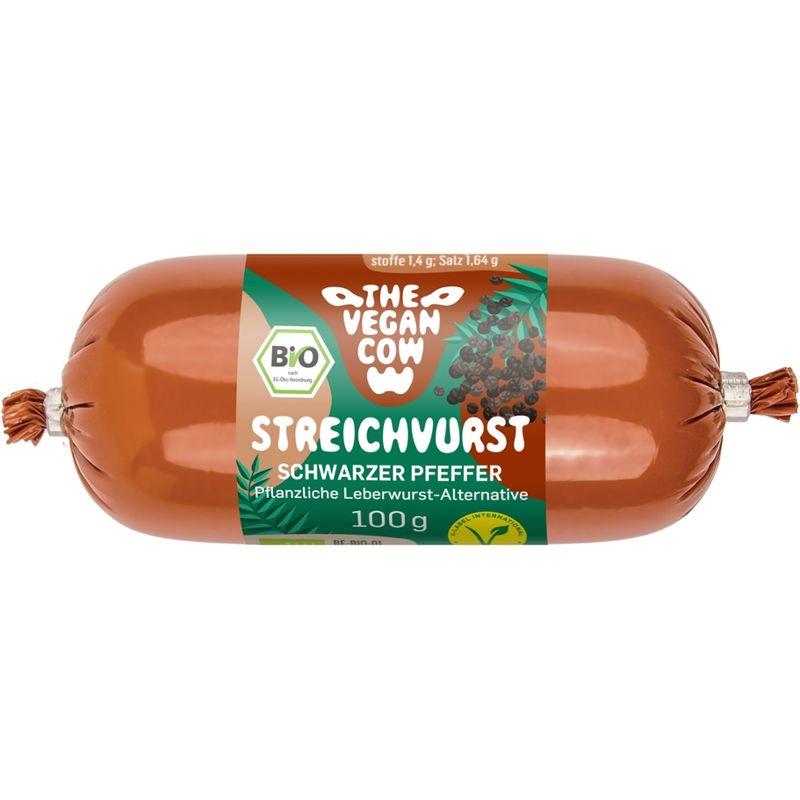 THE VEGAN COW Streichvurst Schwarzer Pfeffer 100g - Produktbild