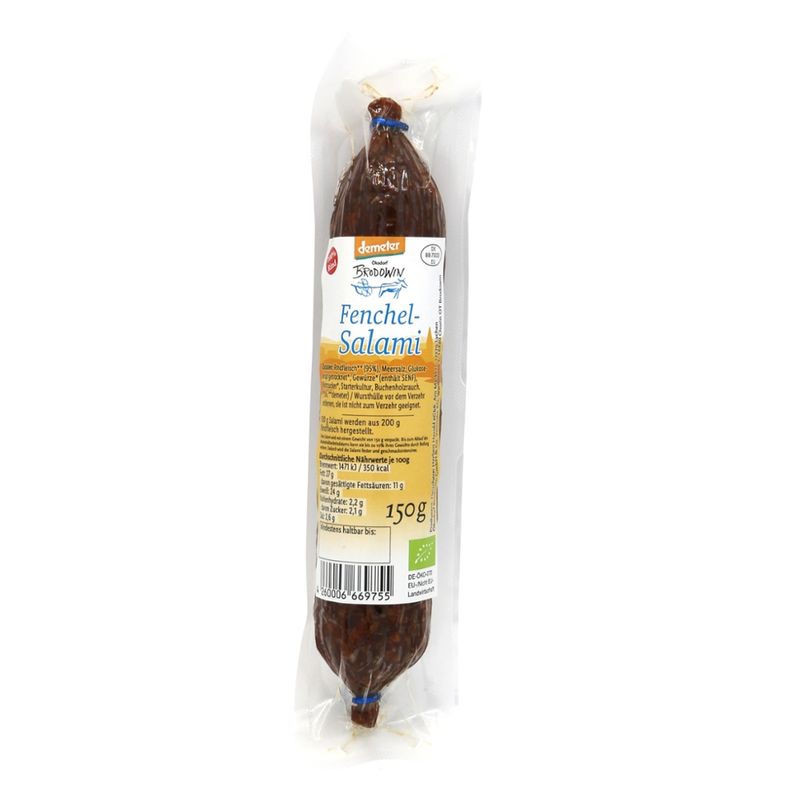 Ökodorf Brodowin Demeter Brodowiner Salami Fenchel, 150g - Produktbild
