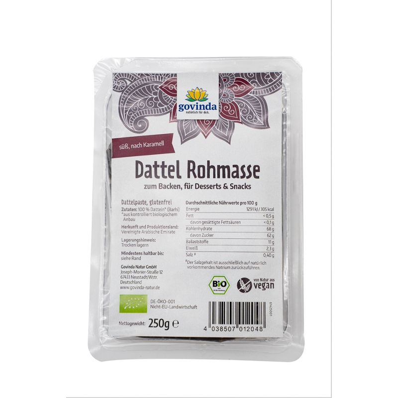 Govinda Dattel Rohmasse zum Backen, für Desserts & Snacks - Produktbild