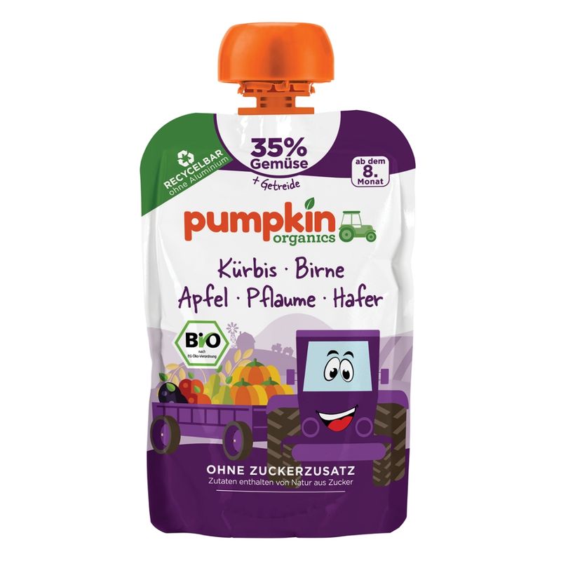 Pumpkin Organics Bio Quetschie mit Kürbis, Birne, Pflaume, Hafer - Produktbild