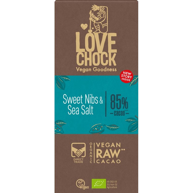 Lovechock Lovechock RAW tablet Sweet nibs & Sea salt 85 % - Produktbild