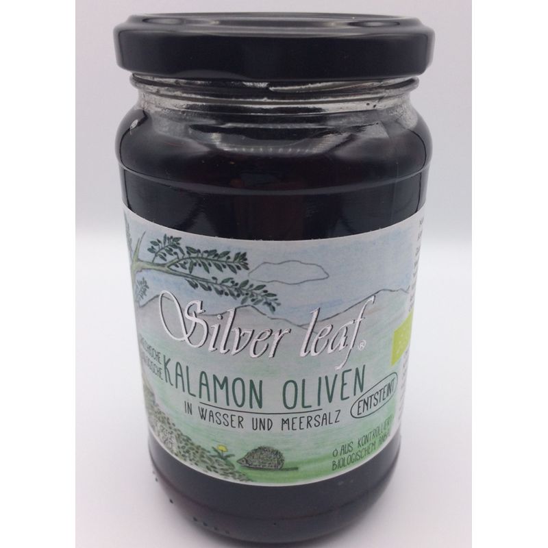 Silver leaf Kalamon Oliven ohne Stein in Wasser und Meersalz - Produktbild