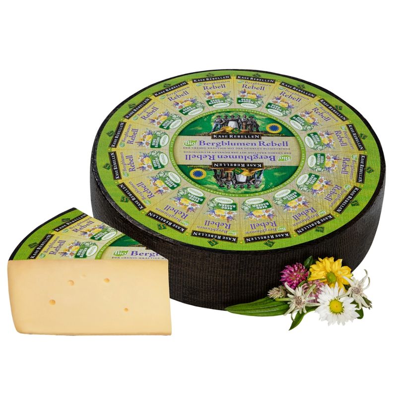 Käserebellen Bio Bergblumen Rebell, Hartkäse 51% Fett i.Tr. aus Bio-Bergbauern-Heumilch g.t.S., 1/2 Laib ca. 3 kg - Produktbild
