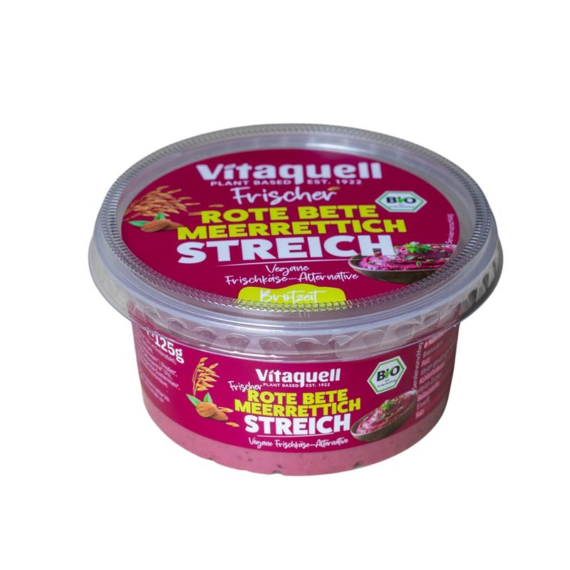 Vitaquell Bio Frischer Rote Bete Meerrettich Streich - Vegane Frischkäse-Alternative - Produktbild