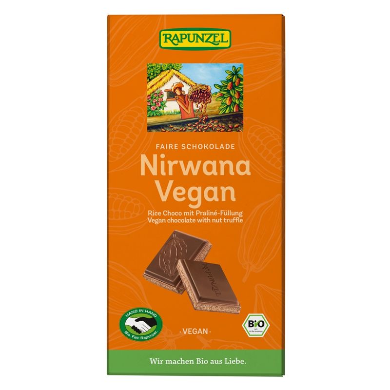 Rapunzel Nirwana Vegan Schokolade mit Praliné-Füllung HIH - Produktbild