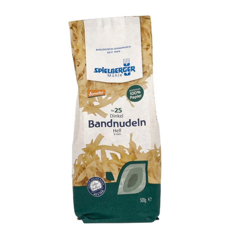 Spielberger Mühle Dinkel Bandnudeln, hell, 9 mm, demeter - Produktbild