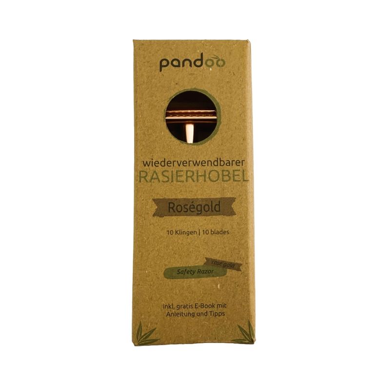 pandoo pandoo Metall Rasierhobel ohne Halterung, Rosé Gold - der plastikfreie Rasierhobel von pandoo ermöglicht eine erstklassige und hautfreundliche Rasur, sowohl für Frauen als auch für Männer - Produktbild