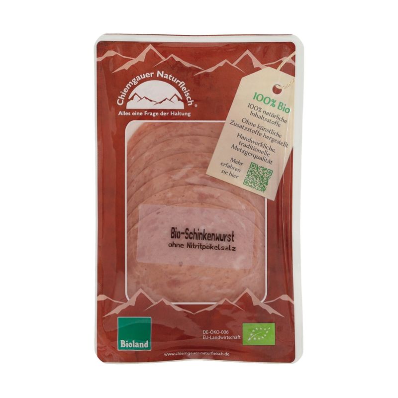 Chiemgauer Naturfleisch Bio-Schinkenwurst, geschn., 70g, SB, kbA - Produktbild