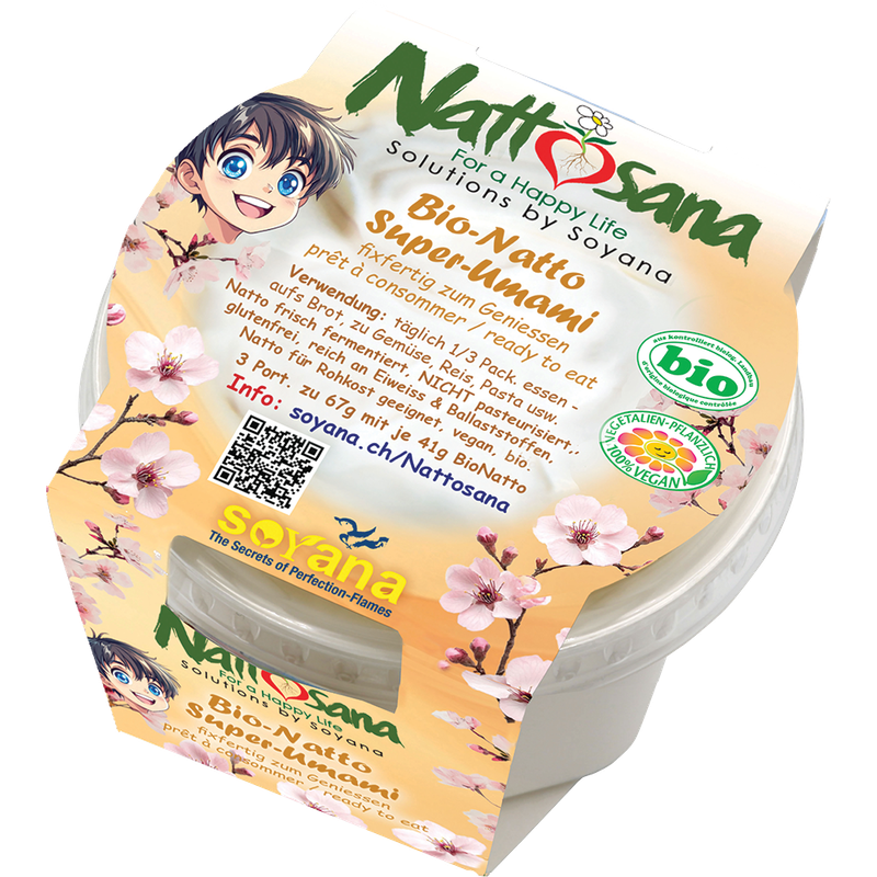 Soyana Nattosana Bio-Natto Super-Umami - frisch fermentiertes Soya-Natto mit Gersten-Miso und Olivenöl, nicht pasteurisiert - Produktbild