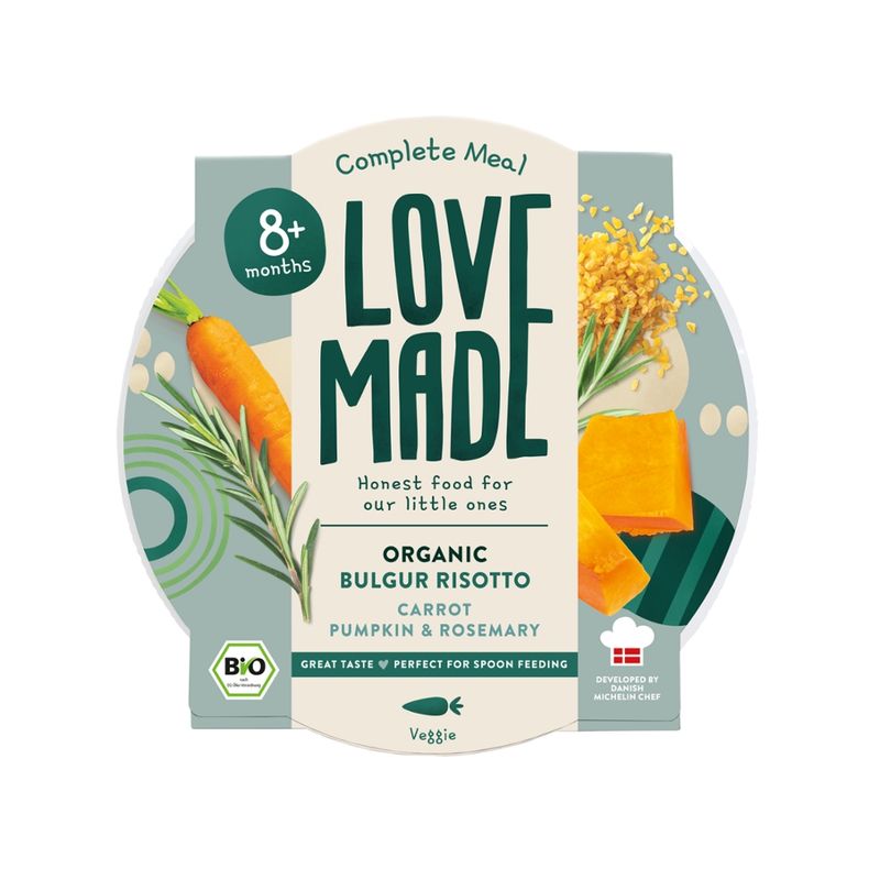 LoveMade Organics Bio Bulgur-Risotto mit Karotten, Kürbis und Rosmarin 8+ Monaten - Produktbild