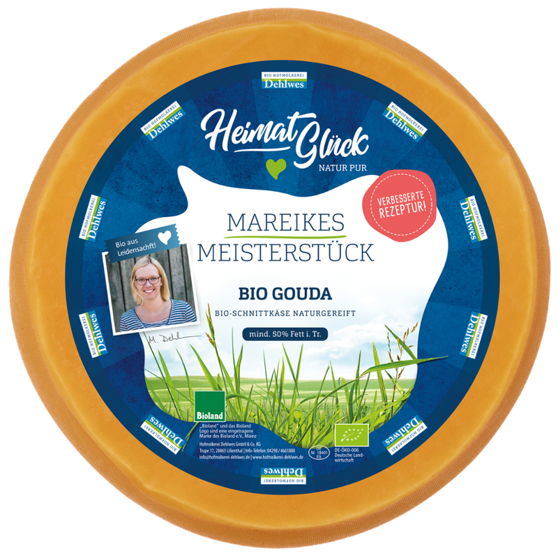 HeimatGlück Mareike's Meisterstück Bio Gouda Schnittkäse mind. 50 % Fett i. Tr. - Produktbild