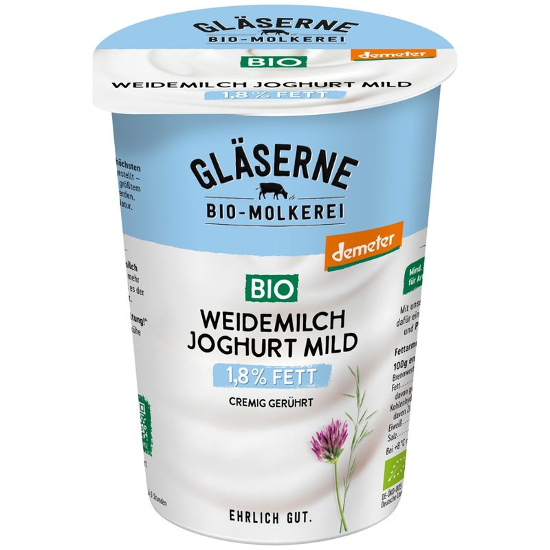 Gläserne Molkerei GM Bio Weidemilchjoghurt 1,8% Fett 500g - Produktbild