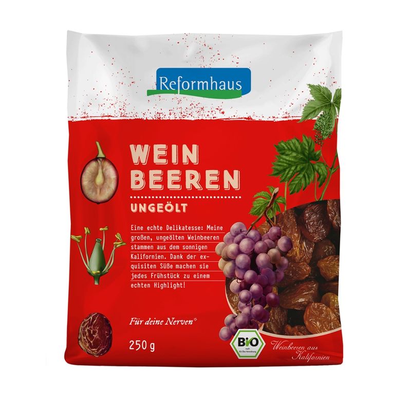 Reformhaus Weinbeeren, blau, ungeölt bio - Produktbild