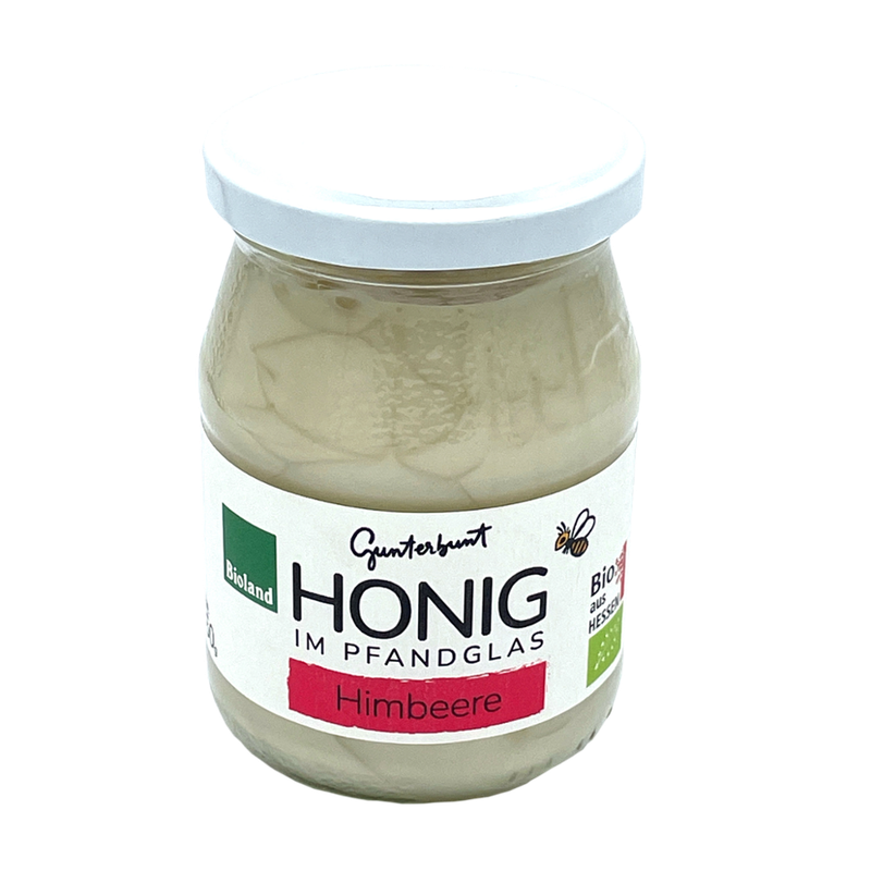 Imkerei Gunterbunt Bio Honig im Pfandglas Himbeere, 350g - Produktbild
