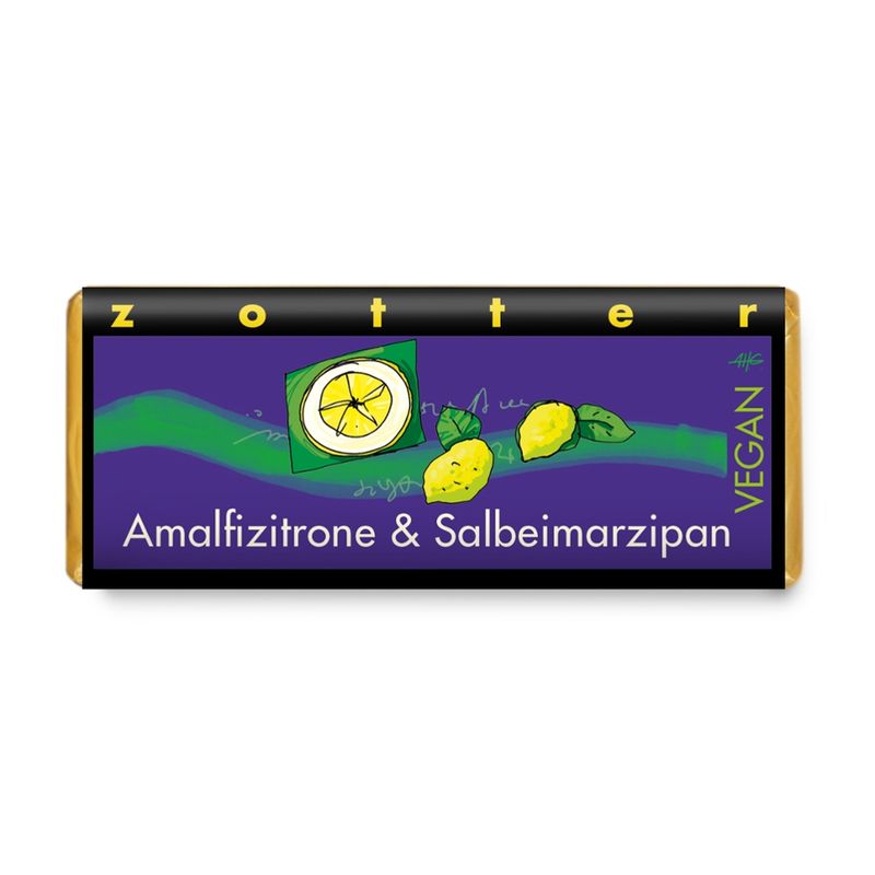 Zotter Schokolade Amalfizitrone & Salbeimarzipan VEGAN - Produktbild