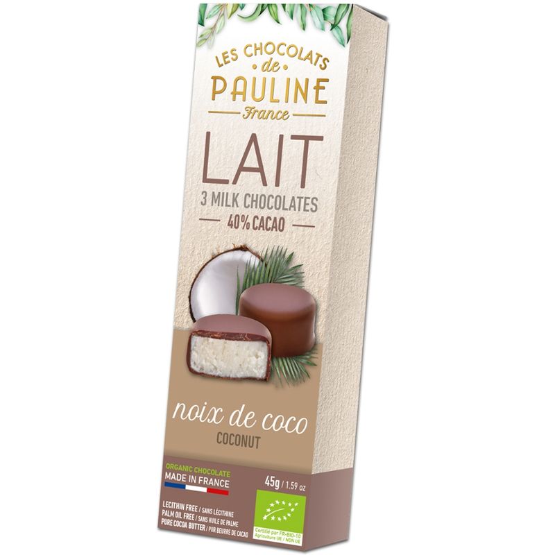LES CHOCOLATS DE PAULINE COCONUT BITES COATED WITH MILK CHOCOLATE - Produktbild