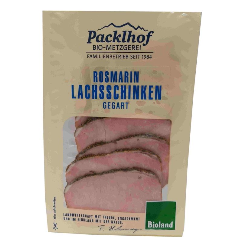 Packlhof Rosmarin-Lachschinken, geschnitten 100g GS/MAP/SB - Produktbild