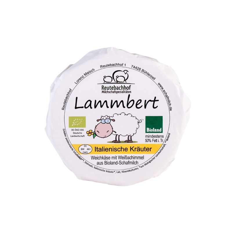 Reutebachhof Bio-Schafmilch-Weichkäse, Lammbert  Ital. Kräuter - Produktbild