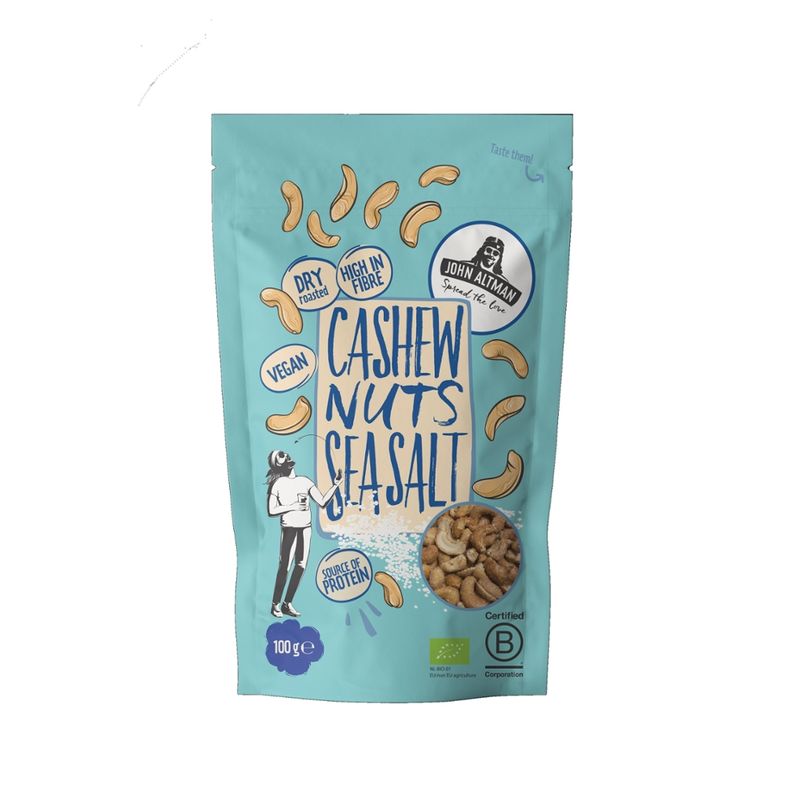 John Altman Organic Dry Roasted Cashew Nuts Sea Salt 100g - Produktbild
