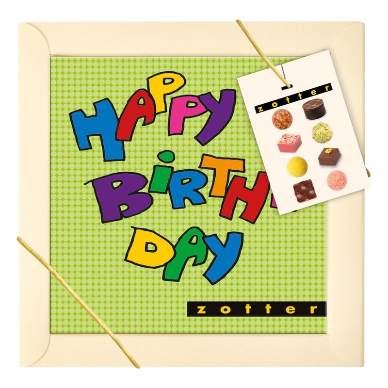 Zotter Schokolade Biofekt POP "Happy Birthday" grün - Produktbild