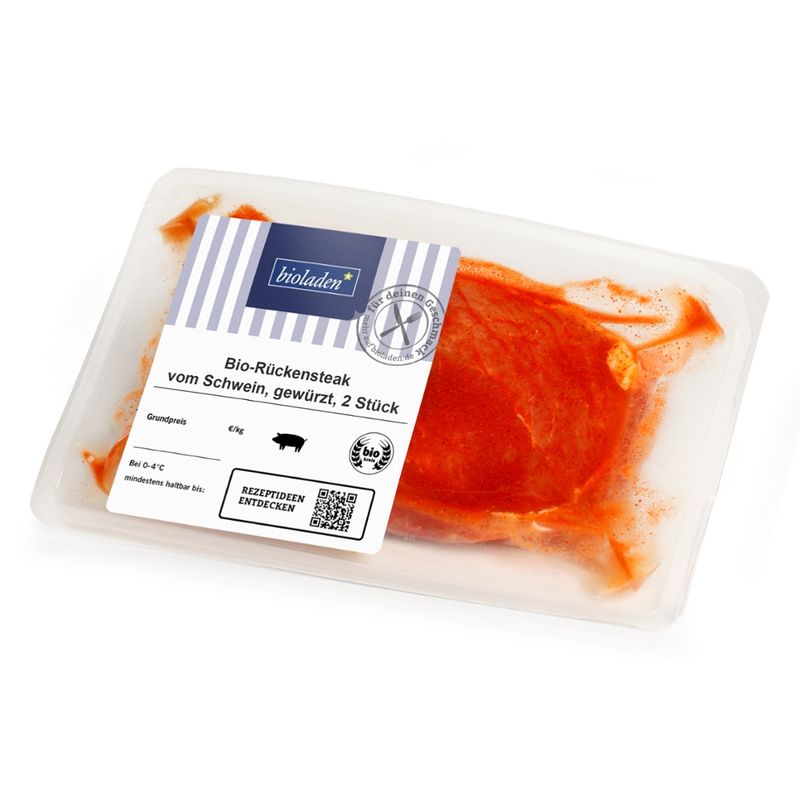 bioladen Rückensteak vom Schwein, gewürzt, 2 Stück - Produktbild
