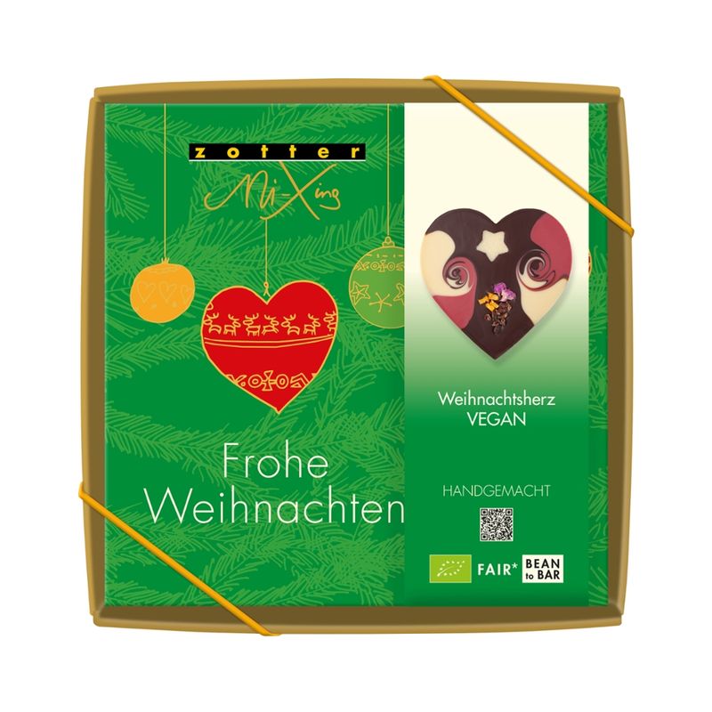 Zotter Schokolade Weihnachtsherz VEGAN - Produktbild