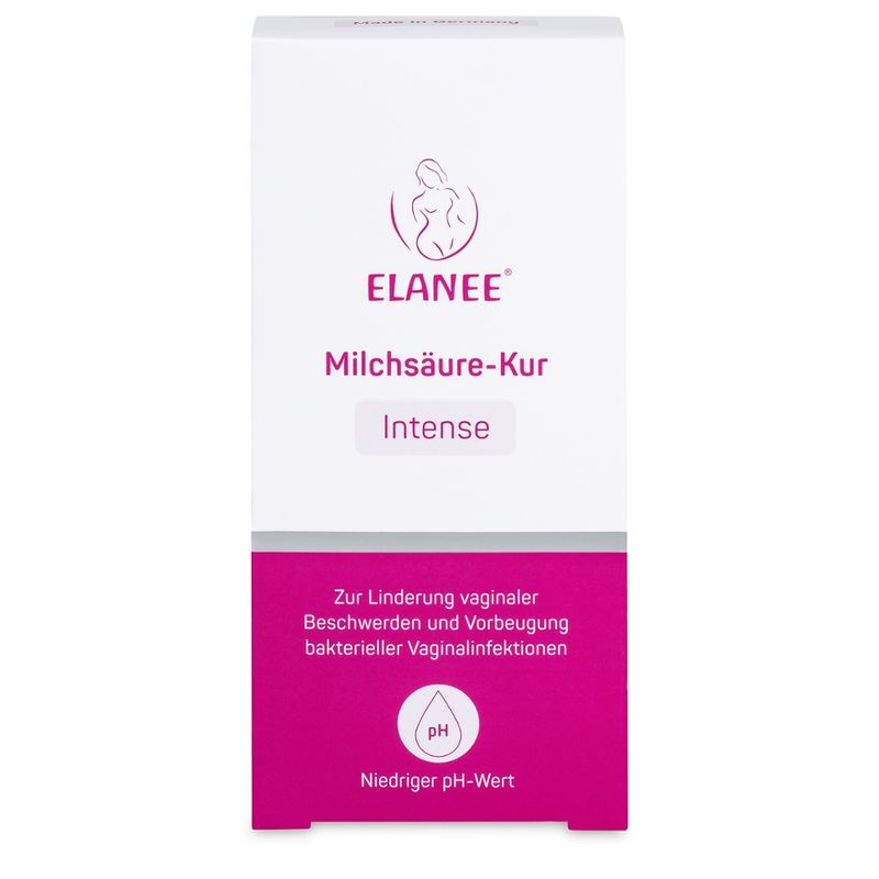 ELANEE ELANEE Milchsäure-Kur, mit 7 einzeln verpackte Einmal-Applikatoren aus Kunststoff mithilfe derer das Vaginalgel über einen Zeitraum von 7 Tagen täglich appliziert werden kann. - Produktbild