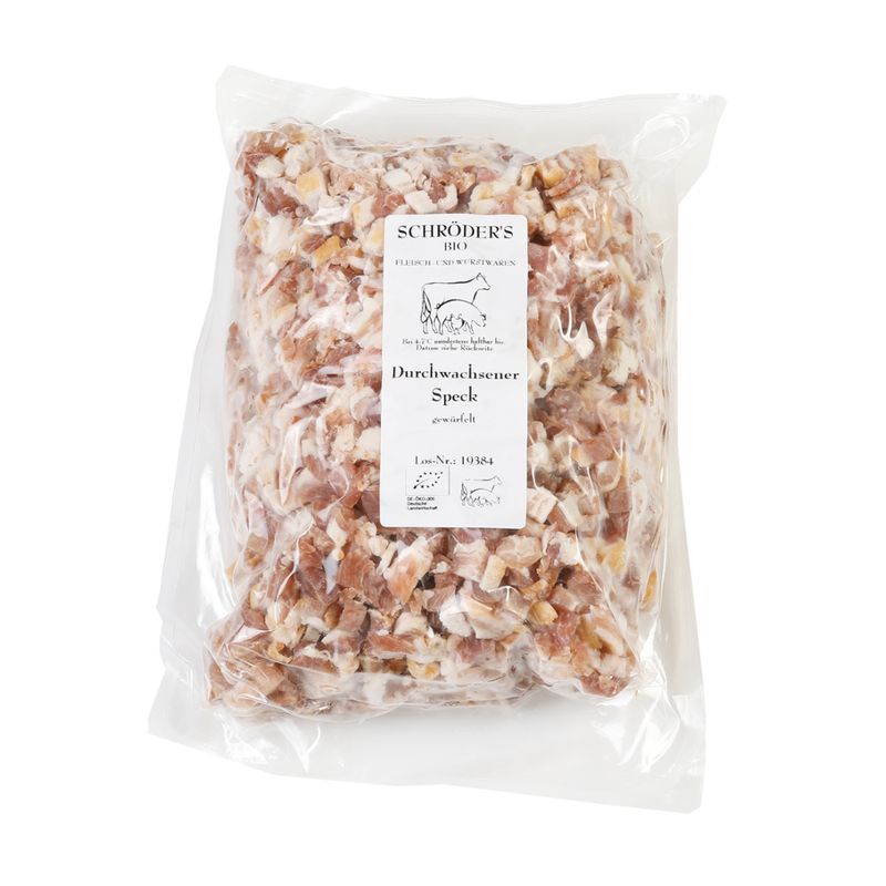 Schröder's Bio Fleisch- und Wurstwaren Durchwachsener Speck gewürfelt 1 kg - Produktbild