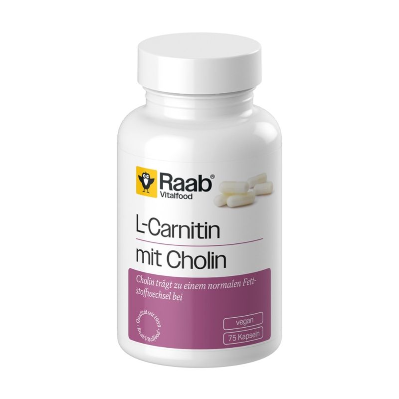 Raab Vitalfood L-Carnitin mit Cholin 75 Kapseln à 650 mg - Produktbild
