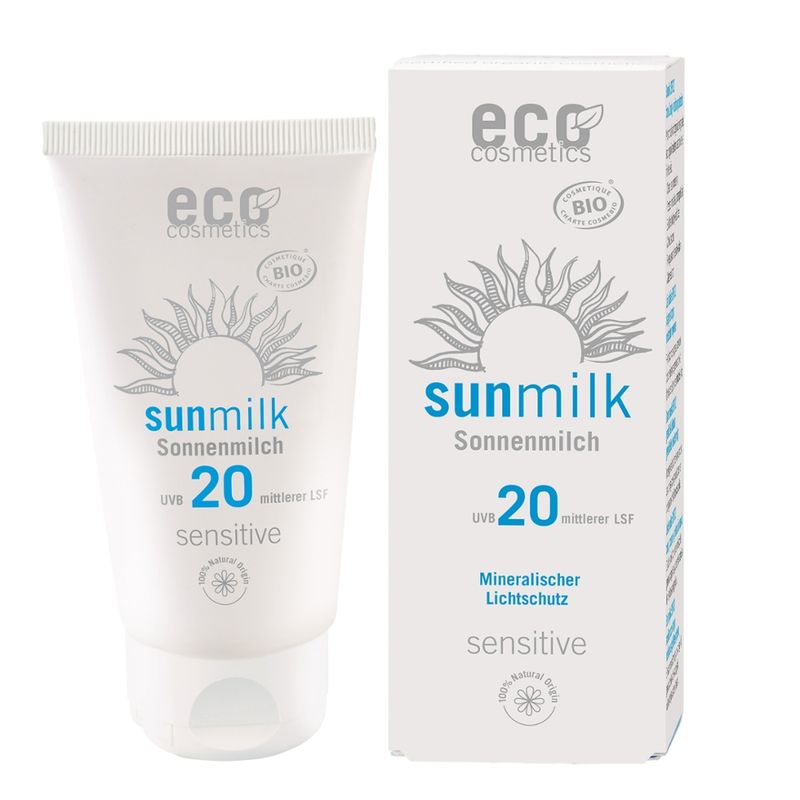 eco cosmetics Sonnenmilch LSF 20 mit Himbeere und Granatapfel - Produktbild