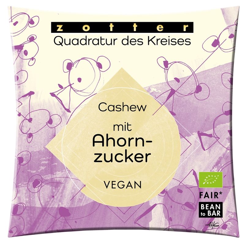Zotter Schokolade Quadratur des Kreises - Cashew mit Ahornzucker VEGAN - Produktbild