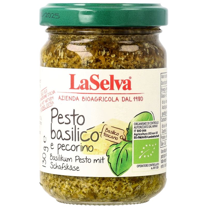 LaSelva Basilikum Pesto (Würzpaste) mit Schafskäse 100% natives Olivenöl extra - Produktbild