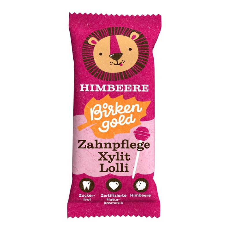 Birkengold Birkengold Zahnpflege Xylit Lolli Himbeere Naturkosmetik zertifiziert - Produktbild