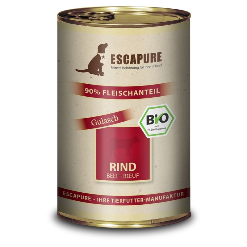 Escapure Hund Nassfutter BIO Rinder Gulasch 400g - Produktbild