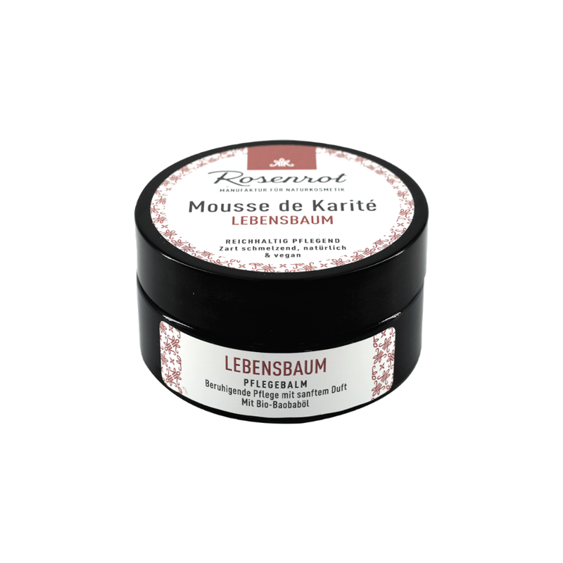 Rosenrot Naturkosmetik Mousse de Karité Lebensbaum - 100ml - Diese wunderbar geschmeidige und leicht feste Mousse pflegt die Haut glatt, seidig weich und wirkt regenerierend und feuchtigkeitsspendend. - Produktbild
