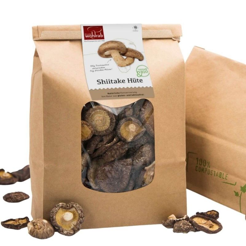 Pilze Wohlrab getrocknete Bio Shiitake Hüte 500 g - Produktbild